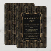 Romantisches altes Hollywood Schwarzes Neues Jahr Einladung (Vorne/Hinten)