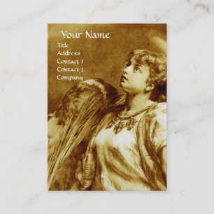 ROMANTISCHES ANGEL IN BROWN SEPIA YELLOW WHITE Pea Visitenkarte
