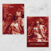 ROMANTISCHES ANGEL MIT FEATHER IN ANTIQUE ROT, WEI VISITENKARTE (Vorne/Hinten)