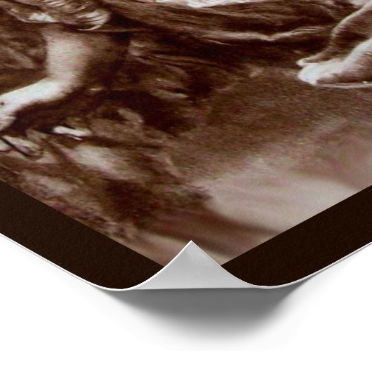 ROMANTISCHES ANGEL MIT FEATHER IN BROWN SEPIA, WEI POSTER (Ecke)