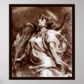 ROMANTISCHES ANGEL MIT FEATHER IN BROWN SEPIA, WEI POSTER (Vorne)
