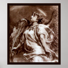 ROMANTISCHES ANGEL MIT FEATHER IN BROWN SEPIA, WEI POSTER