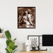 ROMANTISCHES ANGEL MIT FEATHER IN BROWN SEPIA, WEI POSTER (Heimbüro)