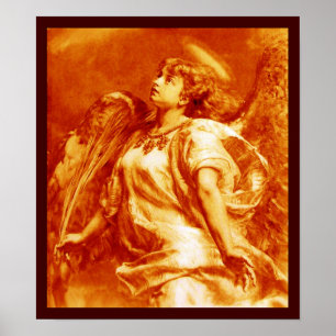 ROMANTISCHES ANGEL MIT FEATHER IN ORANGE GELB WEIS POSTER