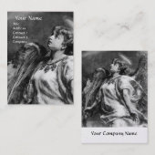ROMANTISCHES ANGEL MIT FEATHER IN SCHWARZ-WEISSER  VISITENKARTE (Vorne/Hinten)
