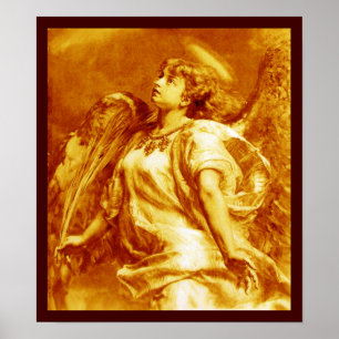 ROMANTISCHES ANGEL MIT GEFÜHL IN GOLDGELB, WEISS POSTER