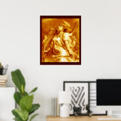 ROMANTISCHES ANGEL MIT GEFÜHL IN GOLDGELB, WEISS POSTER (Heimbüro)
