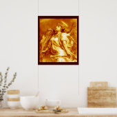 ROMANTISCHES ANGEL MIT GEFÜHL IN GOLDGELB, WEISS POSTER (Küche)