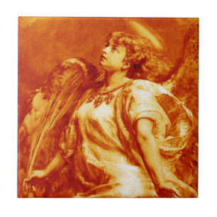 ROMANTISCHES ANGEL MIT GEFÜHL IN GOLDORANGE, BROWN FLIESE