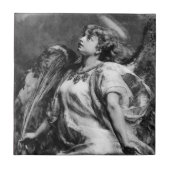 ROMANTISCHES ANGEL MIT GEFÜHL IN SCHWARZ UND WEISS FLIESE (Vorderseite)