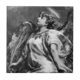 ROMANTISCHES ANGEL MIT GEFÜHL IN SCHWARZ UND WEISS FLIESE