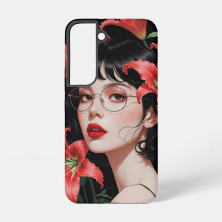 Romantisches Anime-Mädchen-Samsung-Case – Florale Samsung Galaxy Hülle