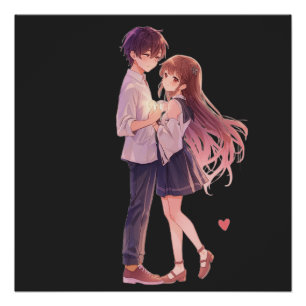 Romantisches Anime-Paar - Süße Ästhetik-Liebhaber- Poster