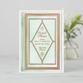 Romantisches Antiquitätenbuch Grünes Brautparty Folieneinladung (Stehend vorne)