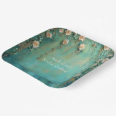 Romantisches Aquamarin Blush Pink Blume Brautparty Pappteller (Gewinkelt)