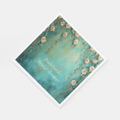 Romantisches Aquamarin Blush Pink Blume Brautparty Serviette (Ecke)