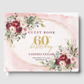 Romantisches Aquarell Boho Marsala Gold 60 Geburts Gästebuch (Vorderseite)