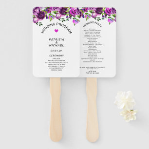 Romantisches Aquarell-Rosa-Blumen-Hochzeitsprogram Fächer