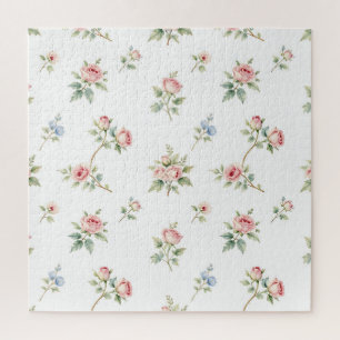 Romantisches Aquarell-Rosenmuster in Rosa Puzzle