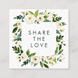 Romantisches Aquarell-weißer Blumenrahmen Empfehlungskarte