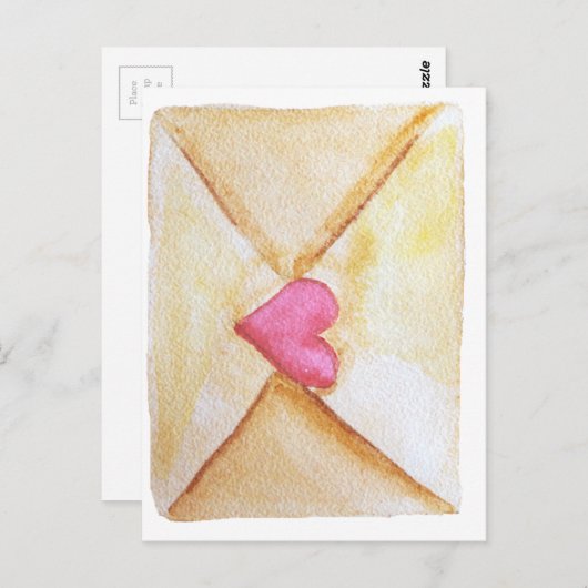 Romantisches Aquarellherz Postkarte (Vorne/Hinten)
