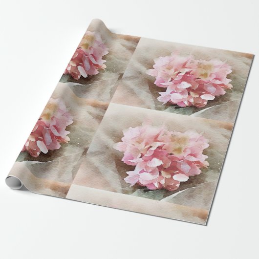 Romantisches Aquarellhydrangea-Packpapier Geschenkpapier (Ungerollt)