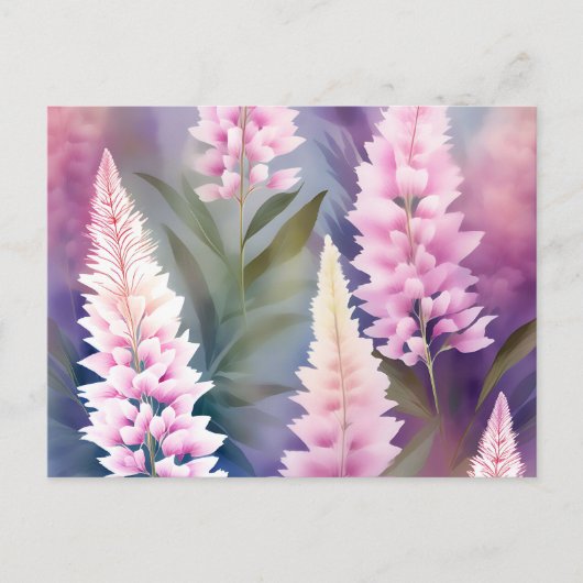 Romantisches Astilbe-Blumenmuster Postkarte (Vorderseite)