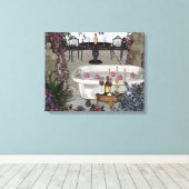 Romantisches Badezimmer überwölbte Canvas Leinwanddruck (Insitu (Holzboden))