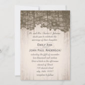 Romantisches Barnholz und Spitzen Elegante Hochzei Einladung (Vorderseite)