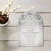 Romantisches Barnholz und Spitzen Elegante Hochzei Einladung