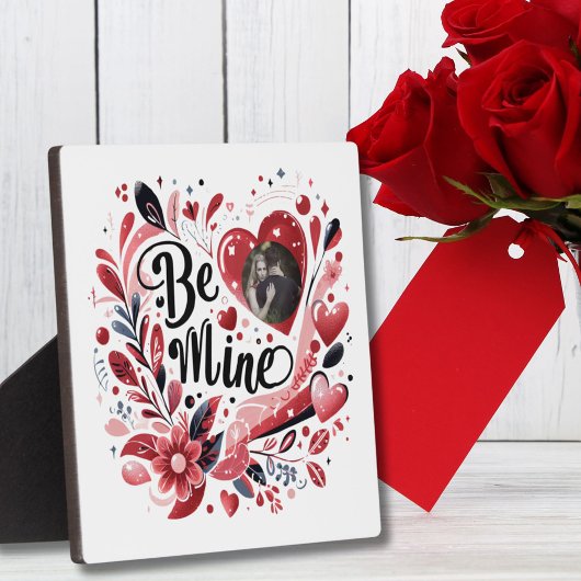 Romantisches "Be Mine" Zitat Foto Rotes Herz Bohem Fotoplatte