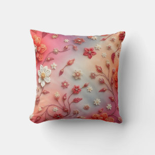 Romantisches bedrucktes besticktes Blumenakzentkis Kissen