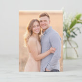 Romantisches Beige Blau Foto Einladung (Stehend Vorderseite)