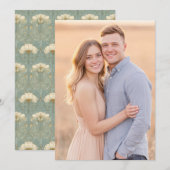 Romantisches Beige Blau Foto Einladung (Vorne/Hinten)