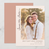 Romantisches Beige-Foto Save The Date (Vorne/Hinten)