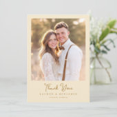 Romantisches Beige Klassisches Foto Dankeskarte (Stehend Vorderseite)