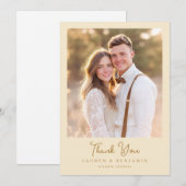 Romantisches Beige Klassisches Foto Dankeskarte (Vorne/Hinten)