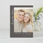 Romantisches Beige Klassisches Foto Save The Date (Stehend Vorderseite)