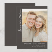 Romantisches Beige Klassisches Foto Save The Date (Vorne/Hinten)