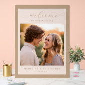 Romantisches Beige Minimalistisches Foto Acrylschild (Hochzeit)