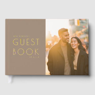 Romantisches Beige Minimalistisches Foto Gästebuch