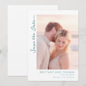 Romantisches Beige Minimalistisches Foto Save The Date (Vorne/Hinten)