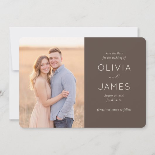 Romantisches Beige Modernes Foto Save The Date (Vorderseite)