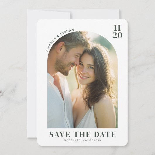Romantisches Beiges Minimalistisches Foto Save The Date (Vorderseite)