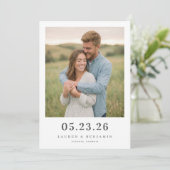 Romantisches Beiges Minimalistisches Foto Save The Date (Stehend Vorderseite)
