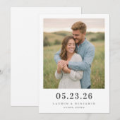 Romantisches Beiges Minimalistisches Foto Save The Date (Vorne/Hinten)