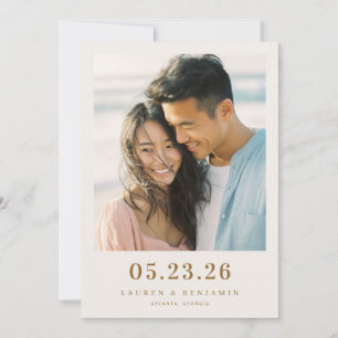 Romantisches Beiges Minimalistisches Foto Save The Date