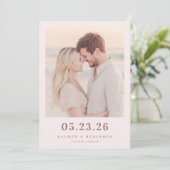 Romantisches Beiges Minimalistisches Foto Save The Date (Stehend Vorderseite)