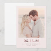 Romantisches Beiges Minimalistisches Foto Save The Date (Vorne/Hinten)