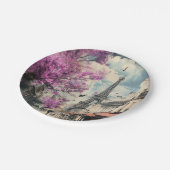 Romantisches Bild von PAris mit dem Eiffelturm Pappteller (Schrägansicht)